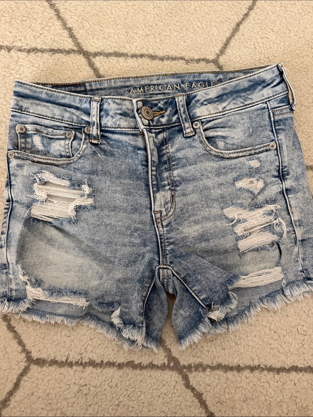 American Eagle Outfitters Light Blue Distressed Denim Cutoff Shorts